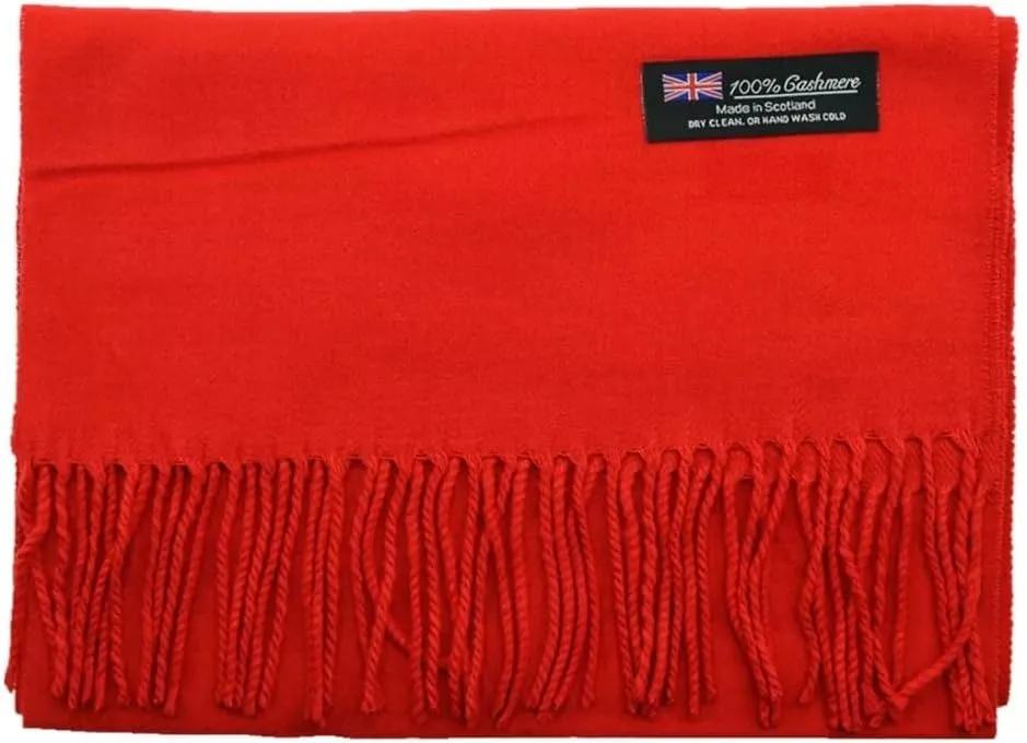 100% Cashmere Fashion Red 1 for Women and Men - Soft, Warm, and Long Winter Shawl Wrap