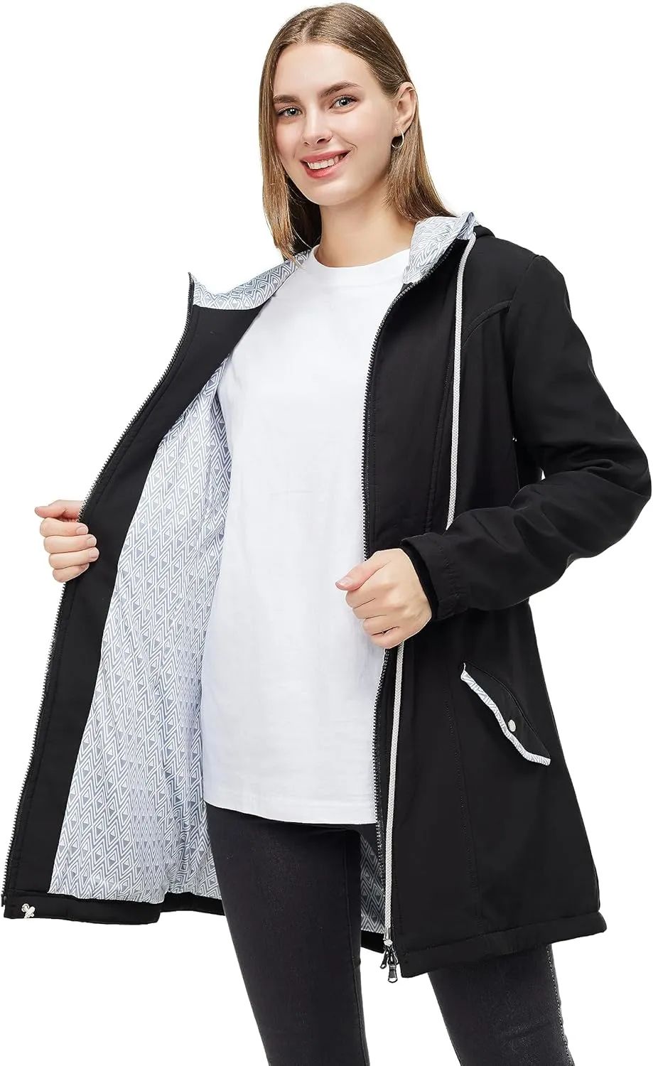 4-in-1 Rain Jacket Waterproof Maternity Carrying Parka for Back or Chest Wear, All-Weather, Softshell Jacket