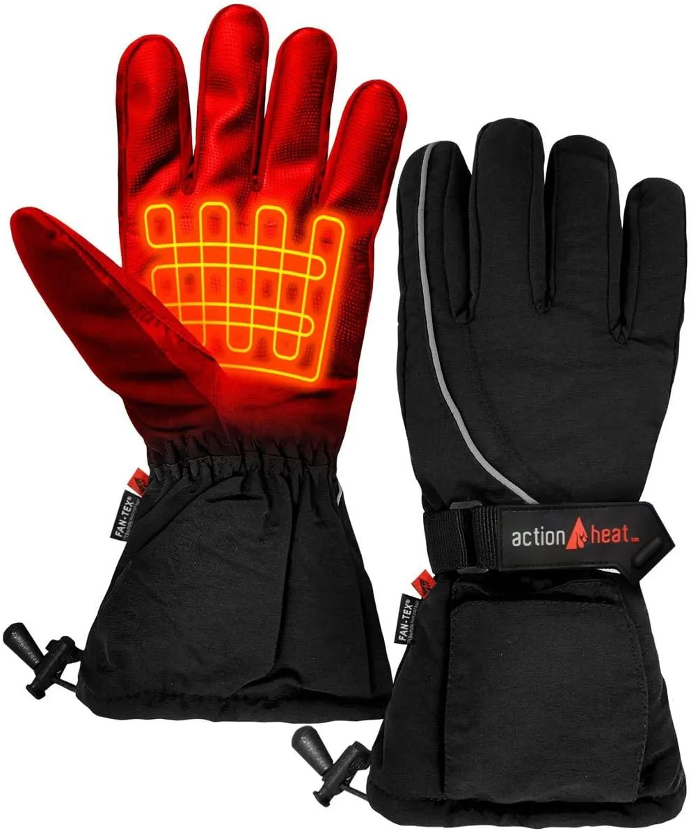 ActionHeat AA Battery Heated Snow Gloves – Men Rechargeable Electric Gloves w/Weather Resistant Soft Shell, Cozy Fleece