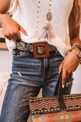 All The Way Embellished Belt In Black