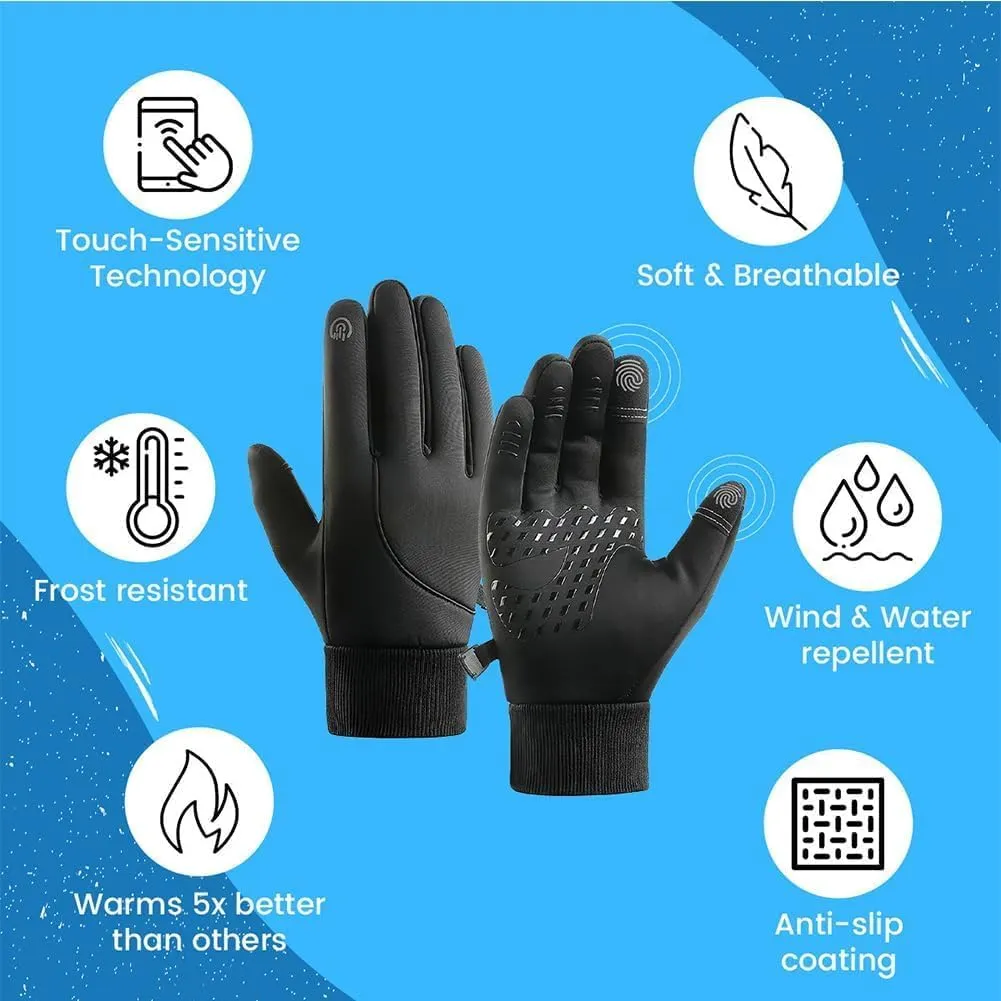 Arcticz Gloves, Arcticz - Premium Thermo Gloves, Winter Non-Slip Thermo Gloves with Touch Screen Finger Waterproof Thermal Gloves