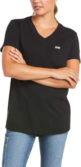 ARIAT Women's Rebar Cotton Strong V-neck Top