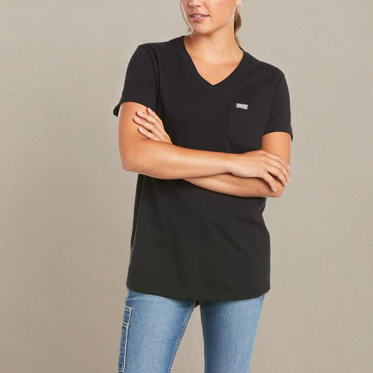 ARIAT Women's Rebar Cotton Strong V-neck Top