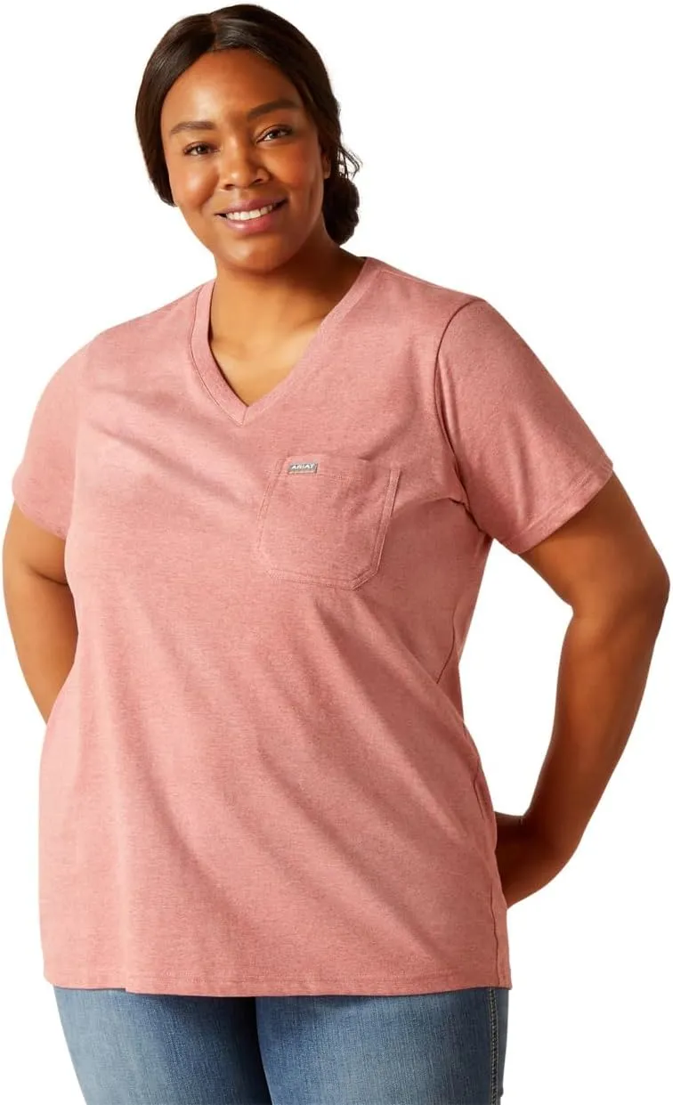 ARIAT Women's Rebar Cotton Strong V-neck Top