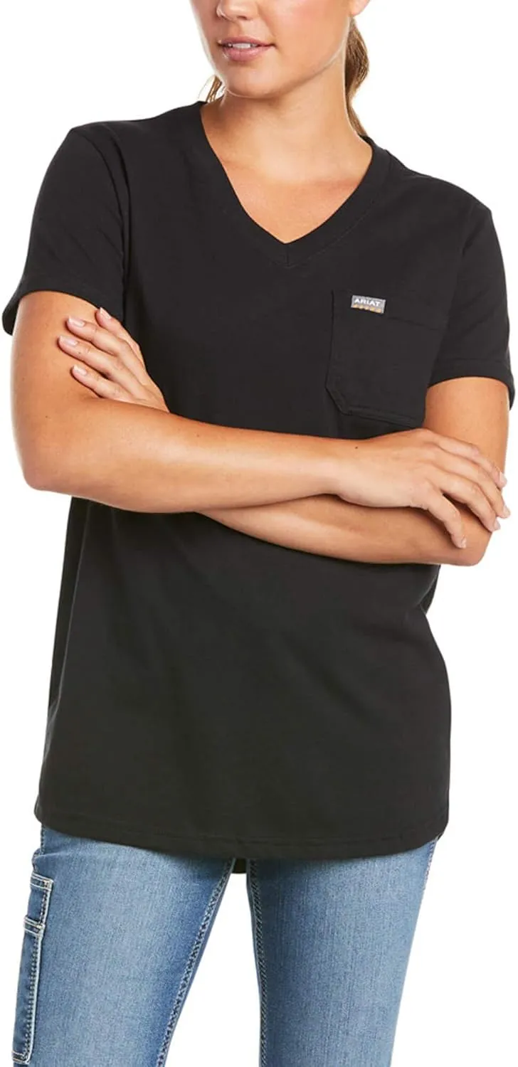 ARIAT Women's Rebar Cotton Strong V-neck Top