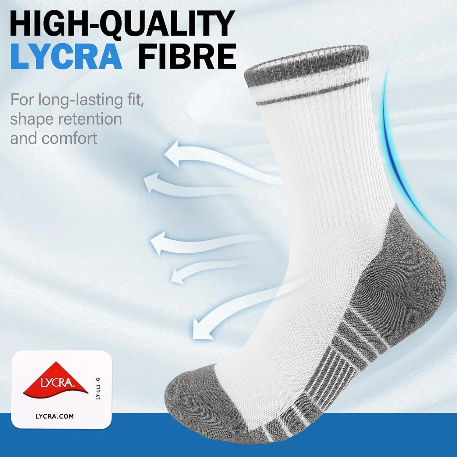 Athletic Cushioned Crew Socks, Sport Running Sock, Anti-Blister Wicking Coolmax Socks for Men and Women(2Pairs)