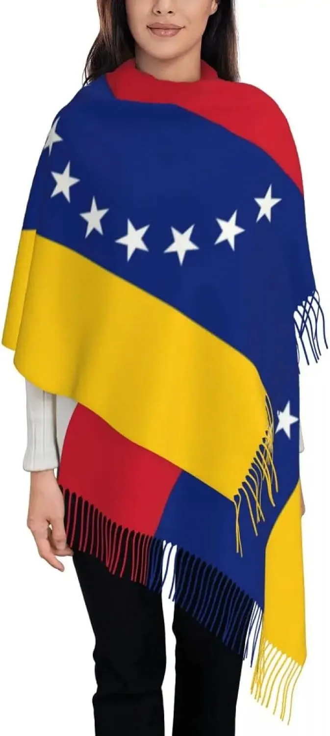 Blanket Scarf For Women - Womens Tassel Scarf Large Winter Warm Shawl and Wrap Venezuela Flag Daily We