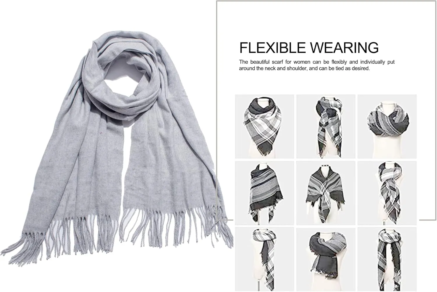 Cashmere Blend Solid Color Scarfs for Women Winter Scarves for Women Pashmina Shawls And Wraps Wool Scarf