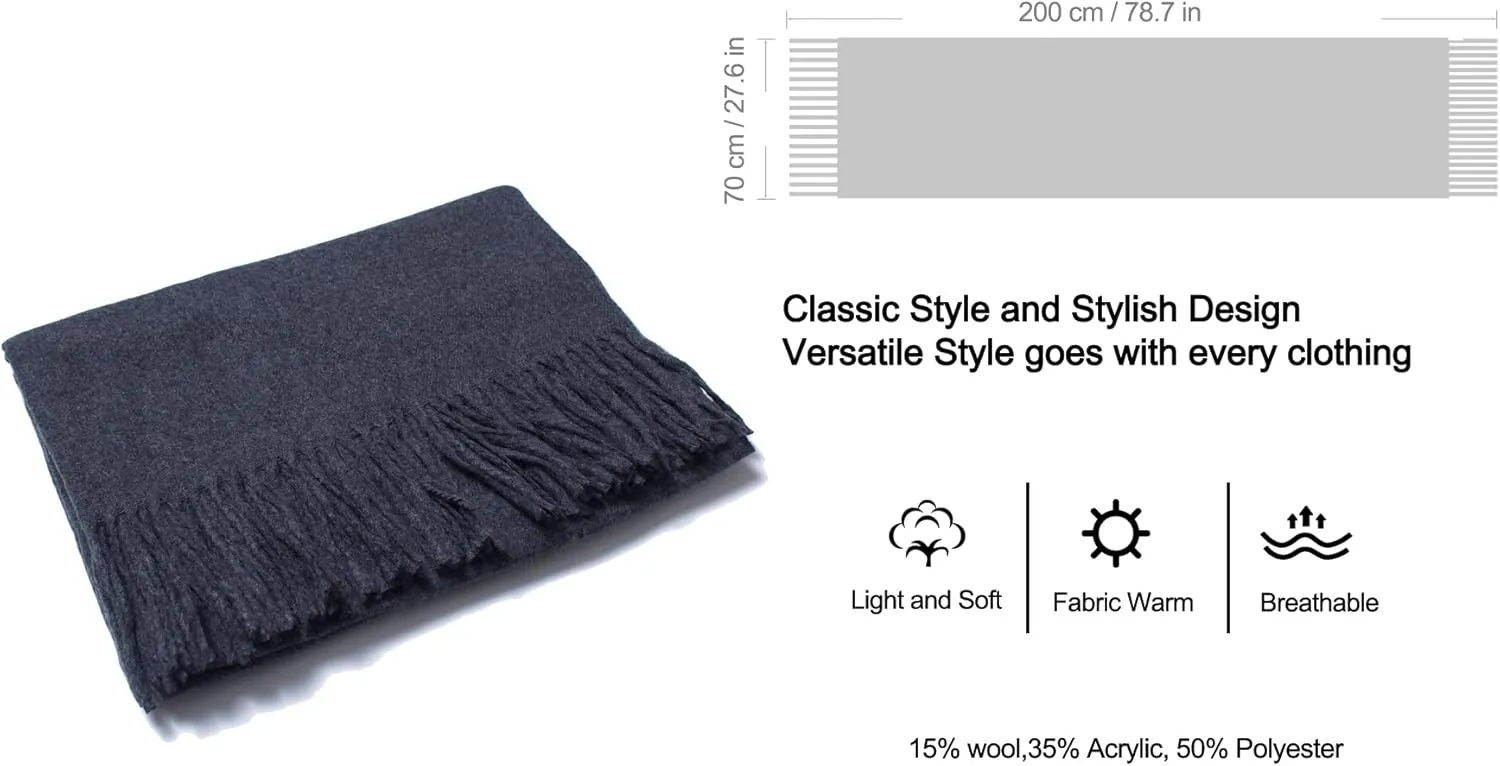 Cashmere Blend Solid Color Scarfs for Women Winter Scarves for Women Pashmina Shawls And Wraps Wool Scarf