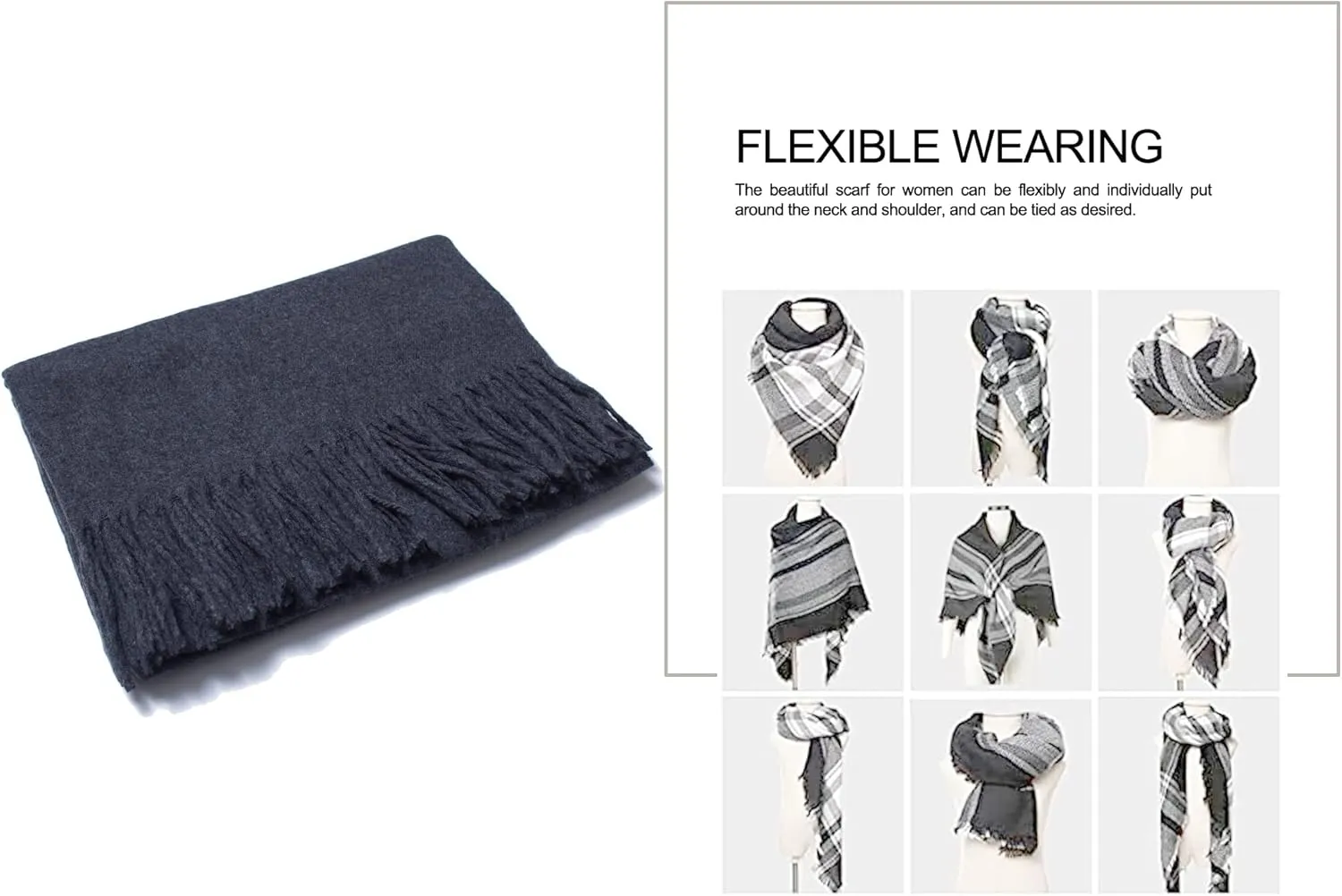Cashmere Blend Solid Color Scarfs for Women Winter Scarves for Women Pashmina Shawls And Wraps Wool Scarf