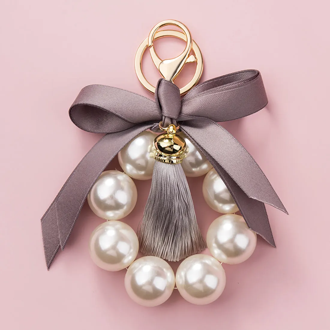 Chic Pearl Tassel Ribbon Keychain