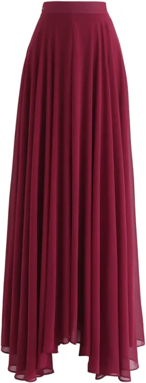 CHICWISH Women's Timeless Favorite Chiffon Maxi Prom Party Skirt