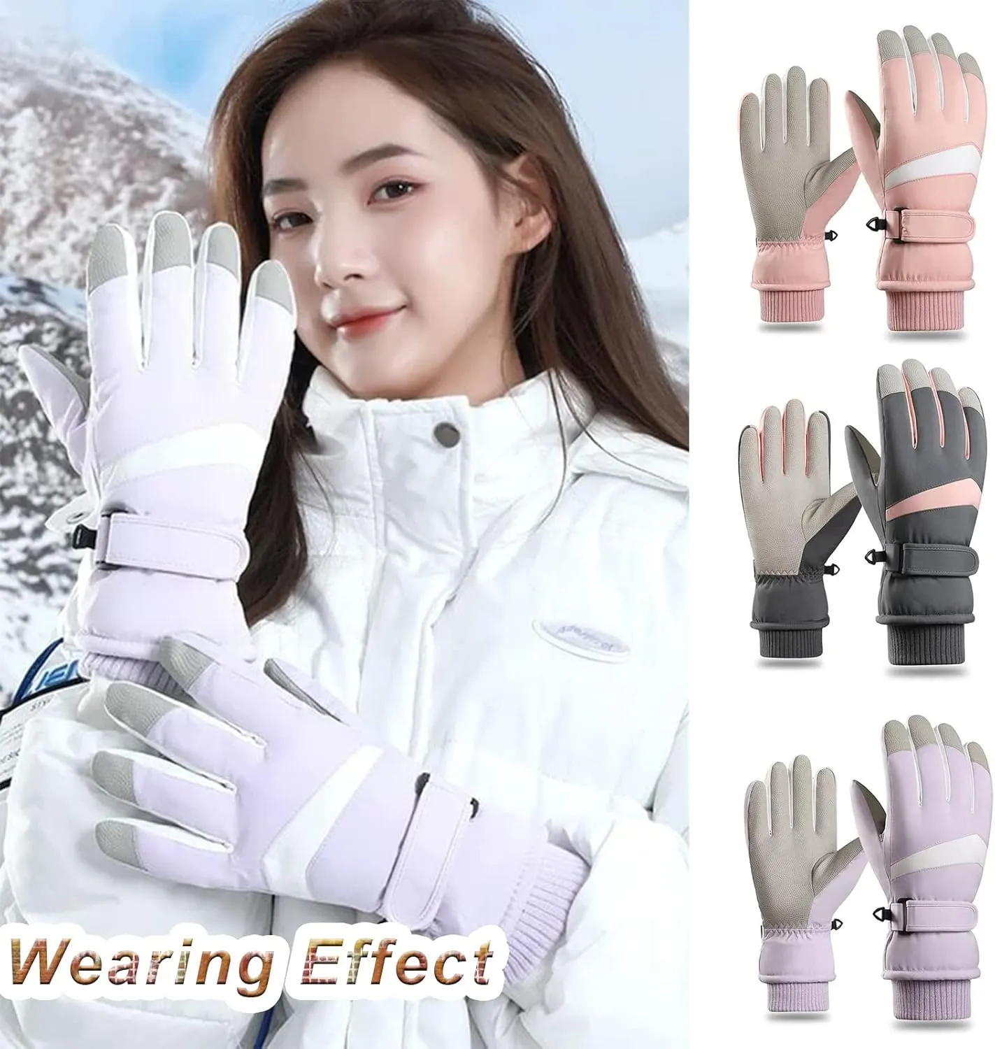 CLAPE Winter Ski Gloves Touchscreen Snowboard Gloves for Outdoor Work Skiing Hiking Unisex Waterproof Cold Weather Gloves Warm