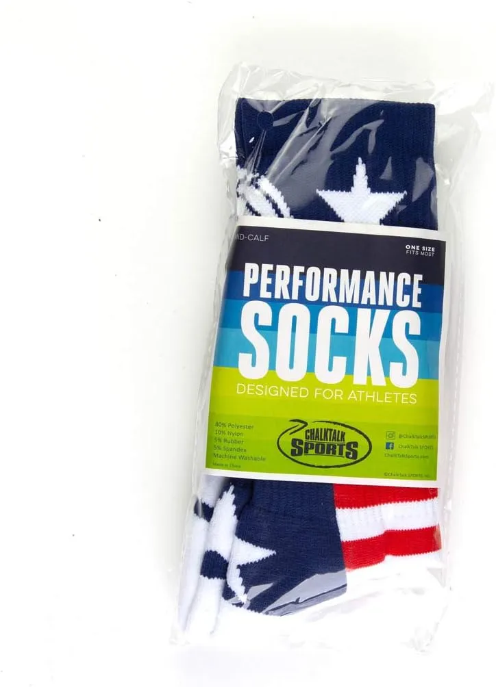 Crew Woven Mid-Calf Volleyball Socks | USA Red & White Blue