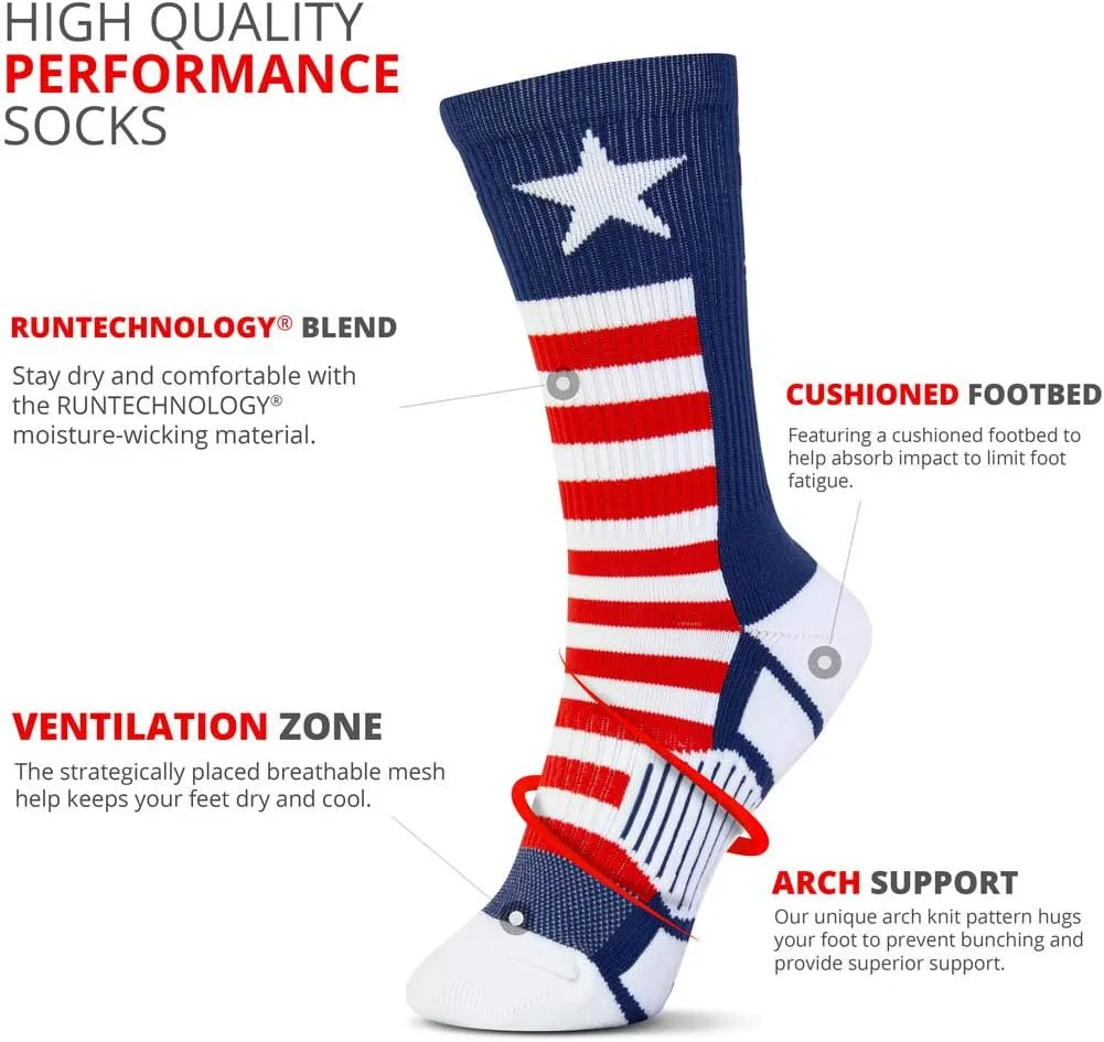 Crew Woven Mid-Calf Volleyball Socks | USA Red & White Blue