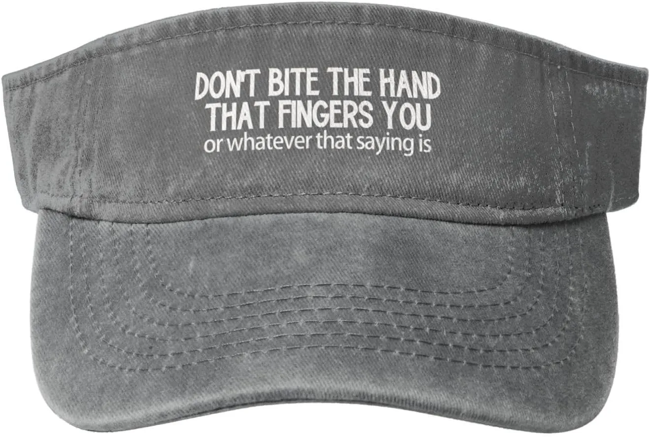 Don't Bite The Hand That Fingers You Sport Sun Visor Hats Cotton Empty Top Baseball Sun Cap for Men Women,Black