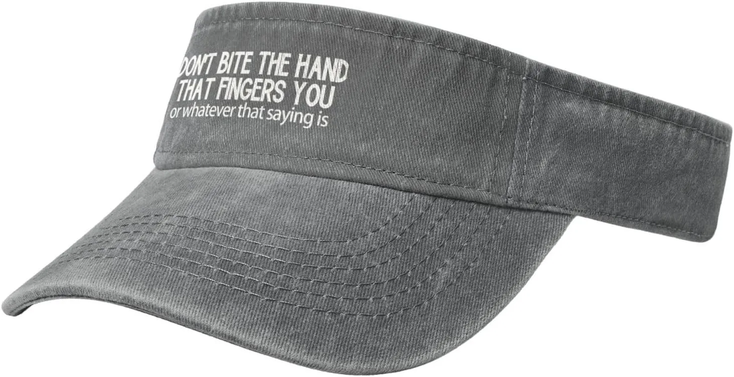 Don't Bite The Hand That Fingers You Sport Sun Visor Hats Cotton Empty Top Baseball Sun Cap for Men Women,Black