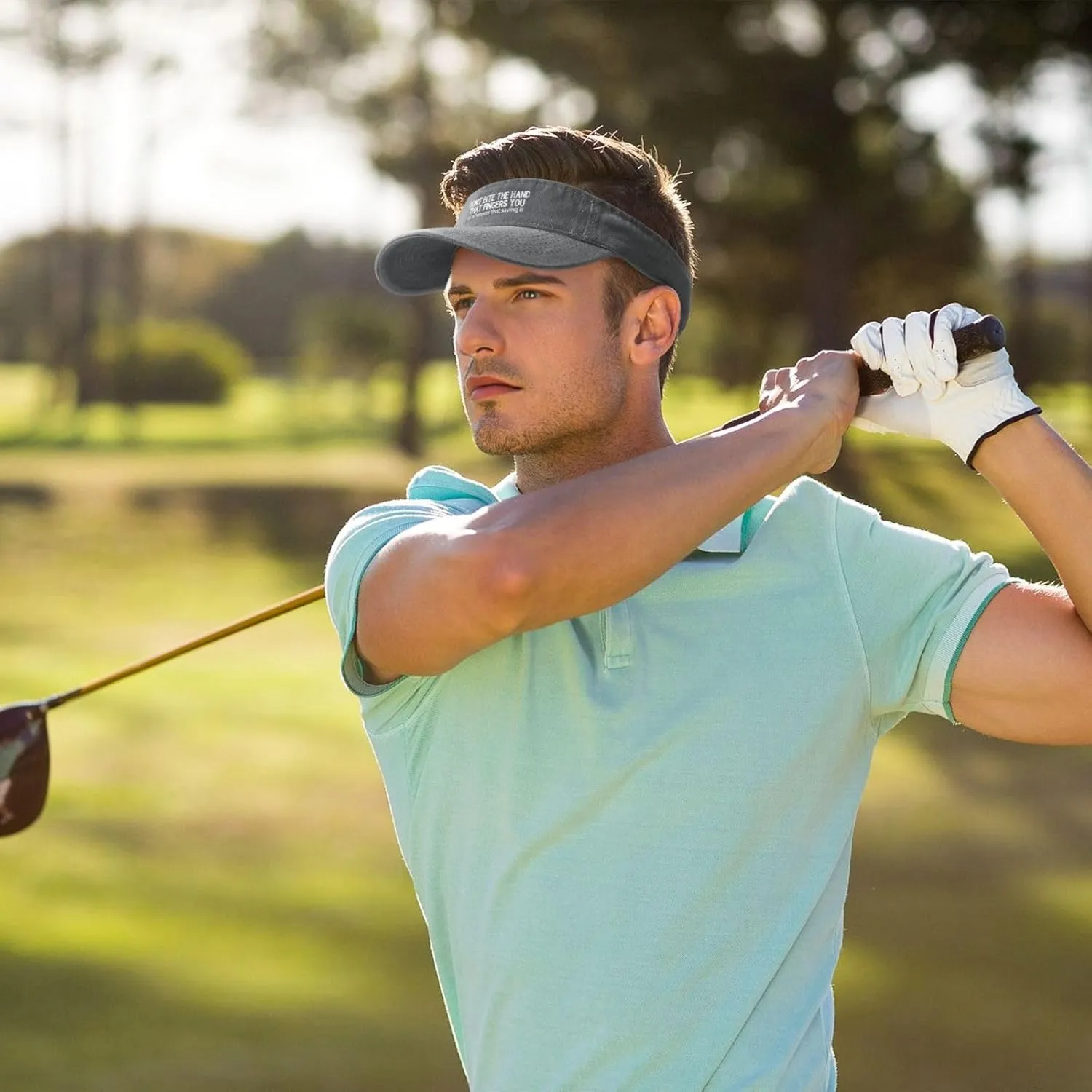 Don't Bite The Hand That Fingers You Sport Sun Visor Hats Cotton Empty Top Baseball Sun Cap for Men Women,Black