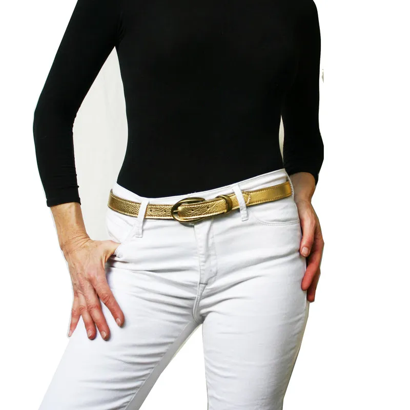 Etched wCast Keeper -White wAntique Brass Buckle