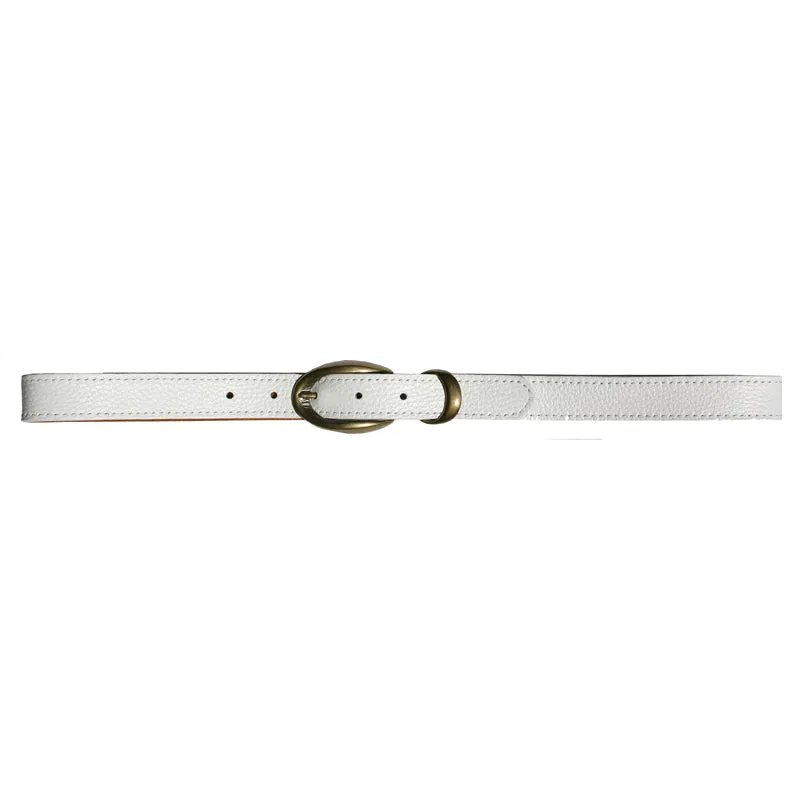 Etched wCast Keeper -White wAntique Brass Buckle