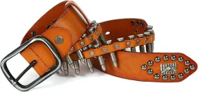 Fashion Men's Genuine Leather Belts Gothic Punk Rock Women's Rivet Bullet Belt Western Cowgirl Cowboy Waist Strap