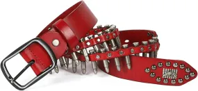 Fashion Men's Genuine Leather Belts Gothic Punk Rock Women's Rivet Bullet Belt Western Cowgirl Cowboy Waist Strap