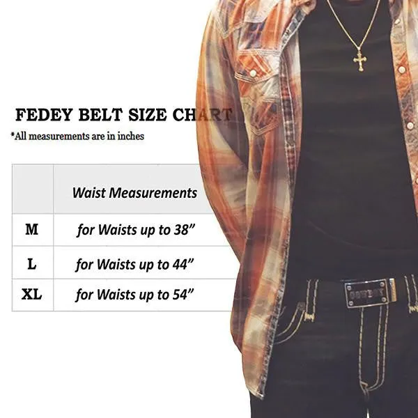 FEDEY Mens Classic Ratchet Leather Belt w No1 DAD Statement Buckle