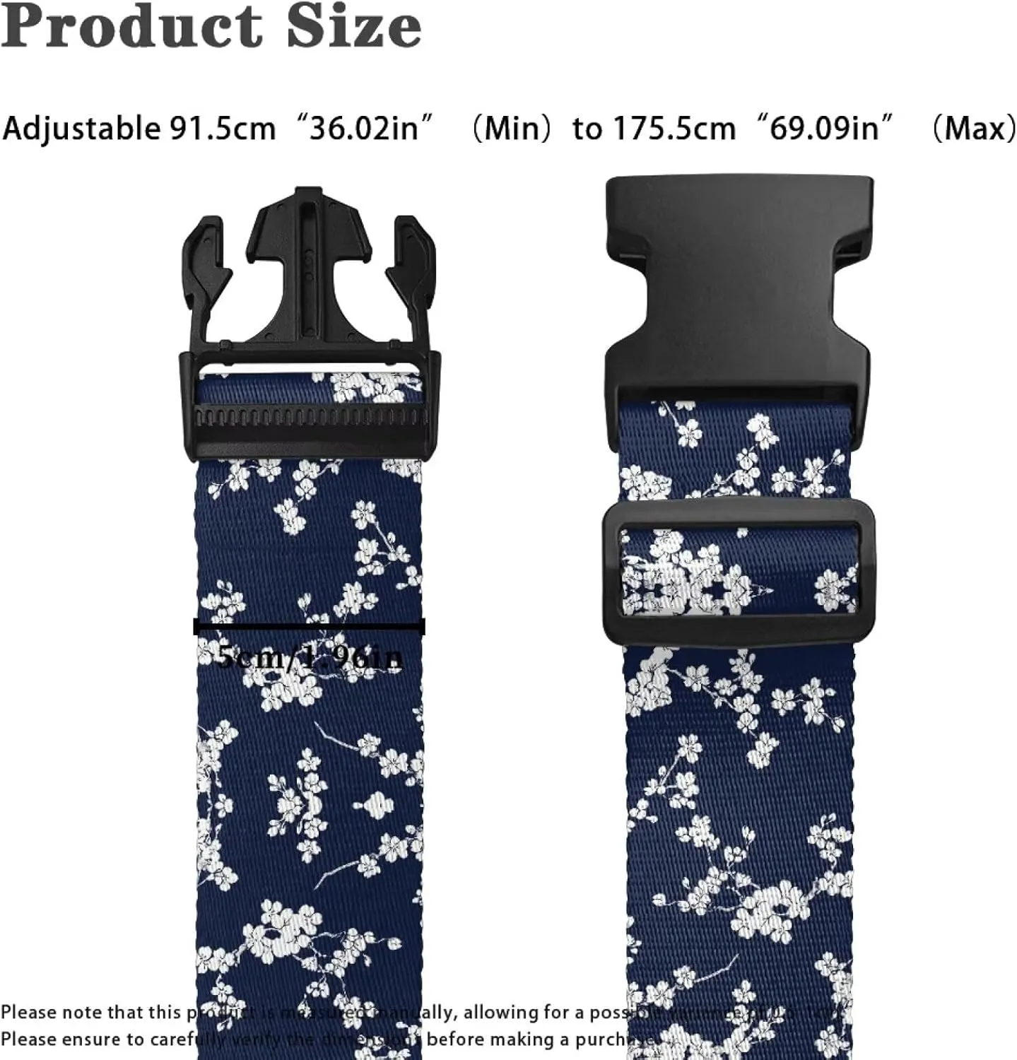 Flowers Luggage Straps for Suitcases, 2 Piece Luggage Strap with Thickened Luggages Belt with Quick Release Buckle Travel Suitcase Straps Adjustable Travel Bag Strap