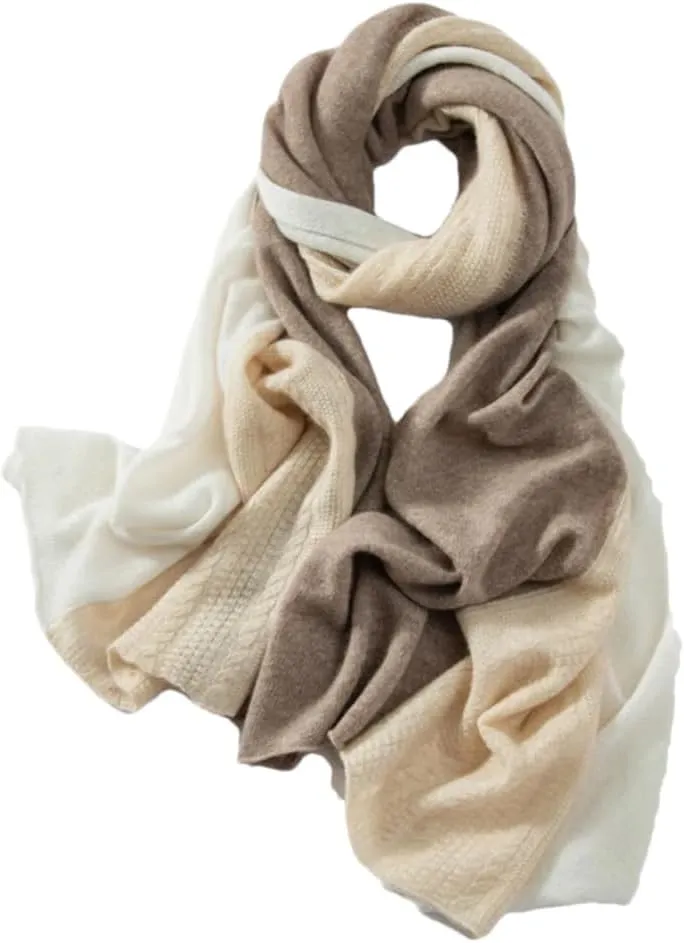 Fnfmrfmr Women Winter Cashmere Shawl Knitted Patchwork Twisted Striped Pattern Soft Warm Scarf Wrap