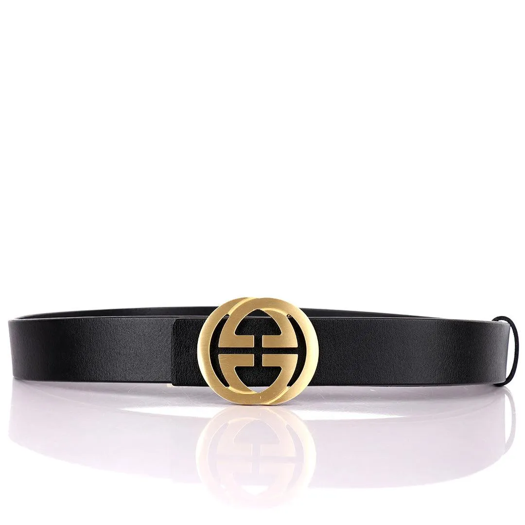 GC Round Edge Plaque Buckle Belt-Black