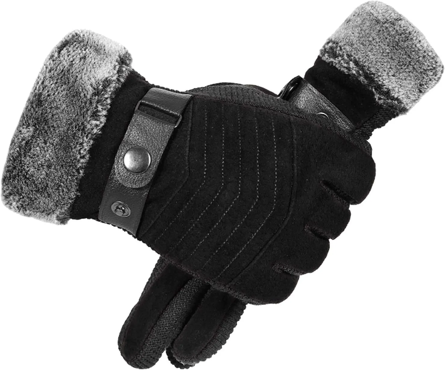 Gloves Mens Gloves, Cycling Gloves, Running Gloves Winter Outdoors Touch Screen Waterproof Anti-Slip Gloves, Warm Thermal Gloves (Color : Black)