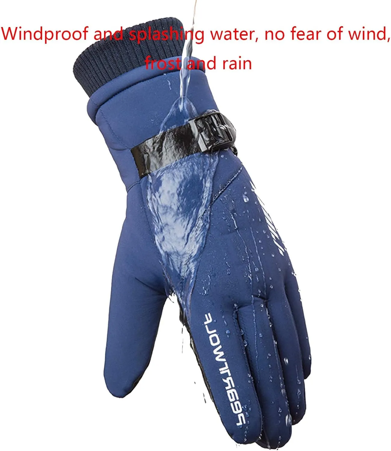 Gloves Warm Gloves, Men's Winter Gloves, Women's Touch Screen Gloves, Cycling, Driving, Running, Camping (Color : Blue)