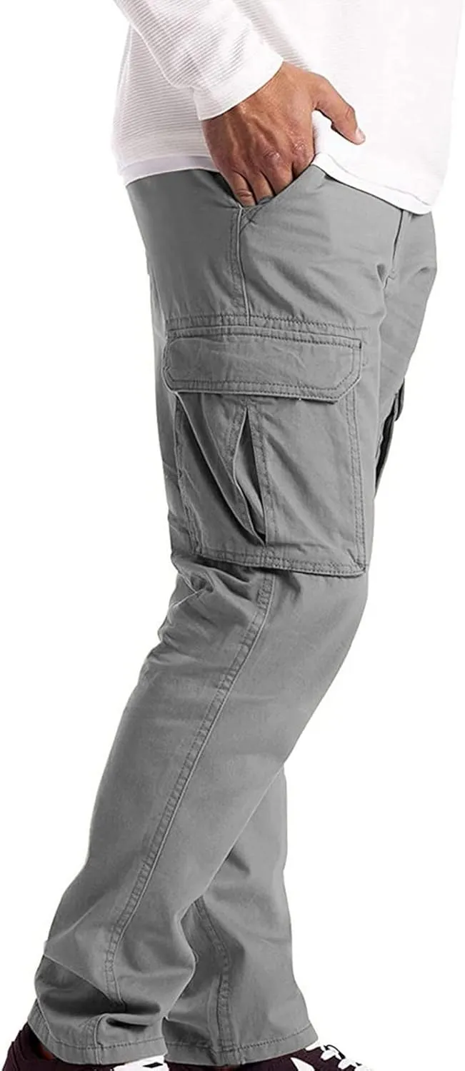 GOKKILRW Mens Outdoor Ripstop Cargo Pants Multi-Pocket Work Utility Pants Straight Leg Open Bottom Combat Hiking Work Trouser