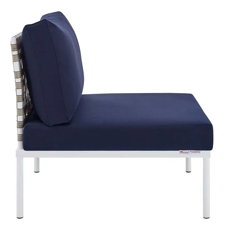 Harmony Sunbrella Basketweave Outdoor Patio Aluminum Armless Chair
