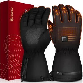 Heated Gloves for Men Women Rechargeable, 3000mAh Battery Powered Heated Ski Gloves Touchscreen, Waterproof Electric Heated Gloves for Winter Snowboarding Skating Working, Gifting Package