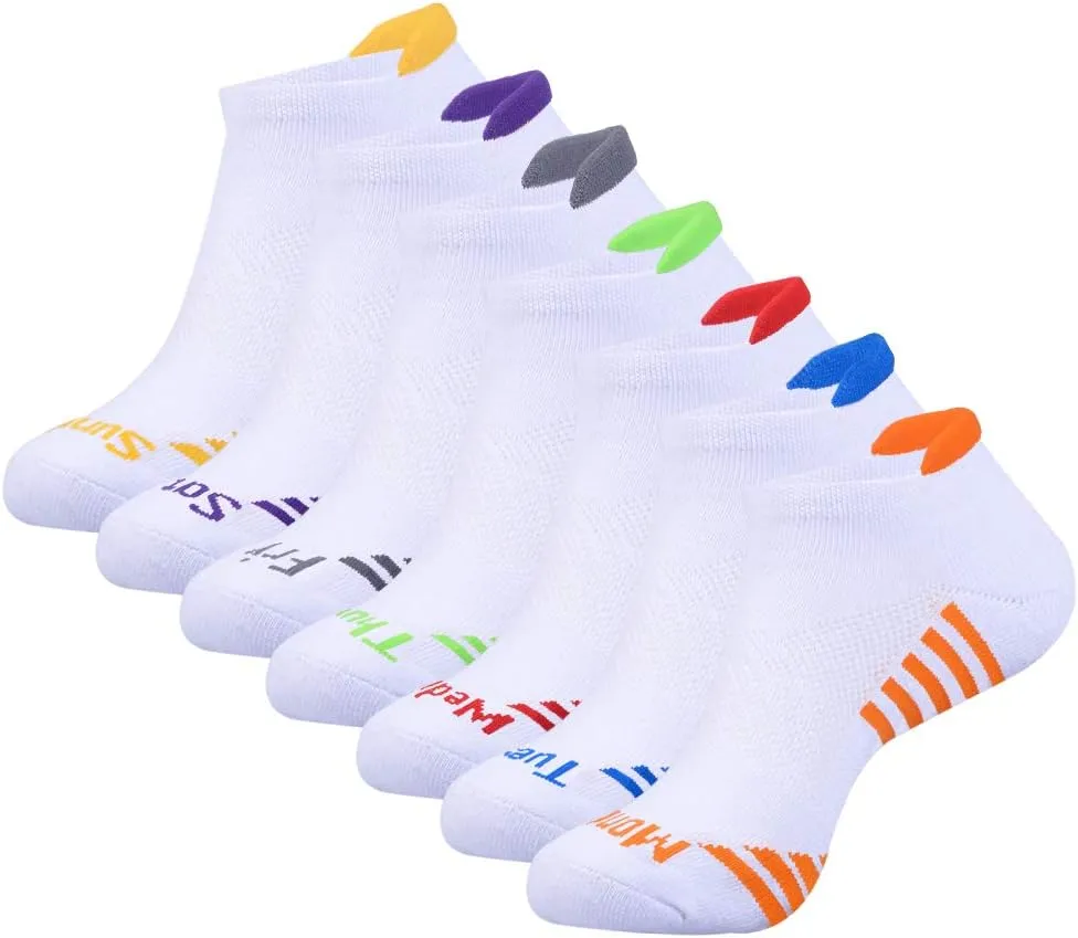 JOYNÉE Mens Ankle Athletic Socks Low Cut Week Socks for Sports Running 7 Pack,Black,Sock Size:10-13