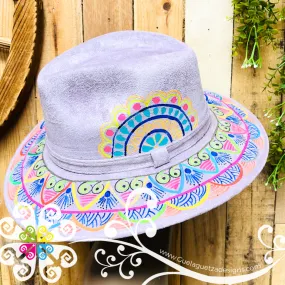 Lilac Indiana Mitla Velvet Hat - Hand Painted Hat