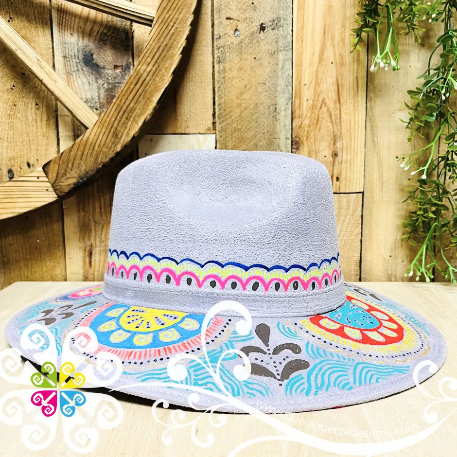 Lilac Indiana Mitla Velvet Hat - Hand Painted Hat