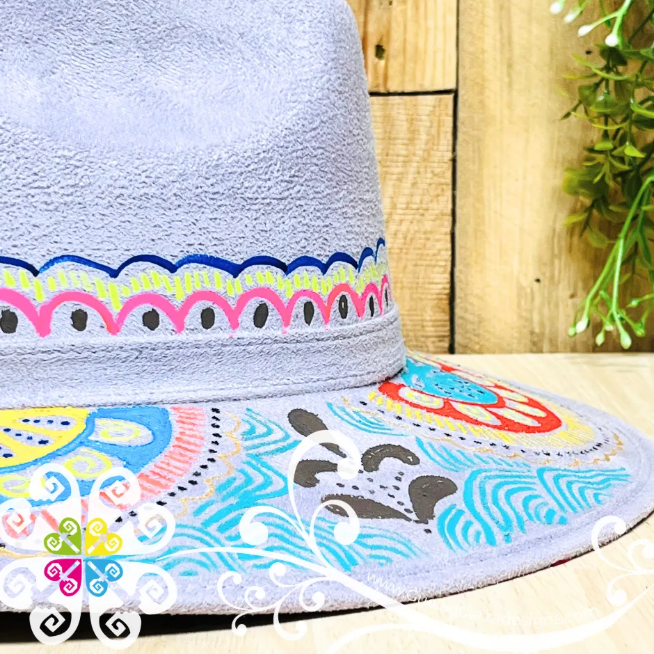 Lilac Indiana Mitla Velvet Hat - Hand Painted Hat