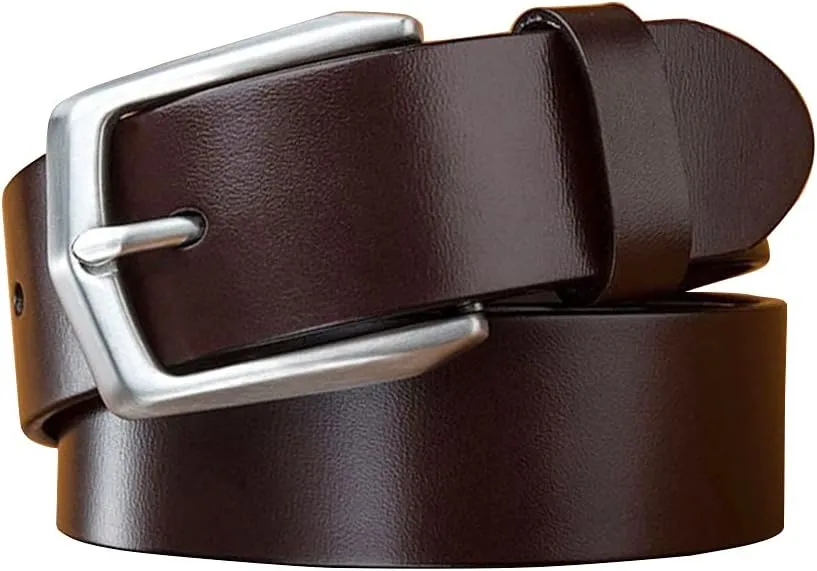 MAKEN Quality Solid Cow Genuine Leather Stainless Steel Pin Buckle Belts for Men 3.8cm Wide