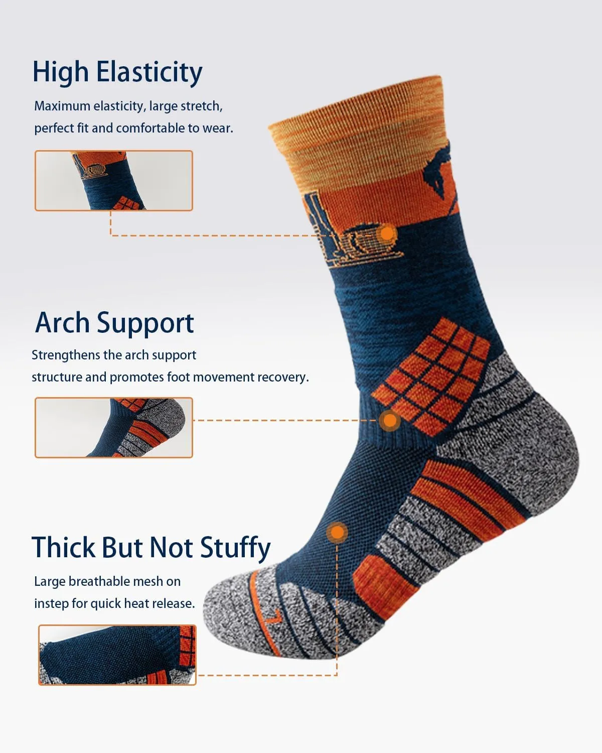 Mens Athletic Compression Crew Socks Sports Cushioned Elite Basketball Socks Grip Running Sock 3 Pairs（9-13）