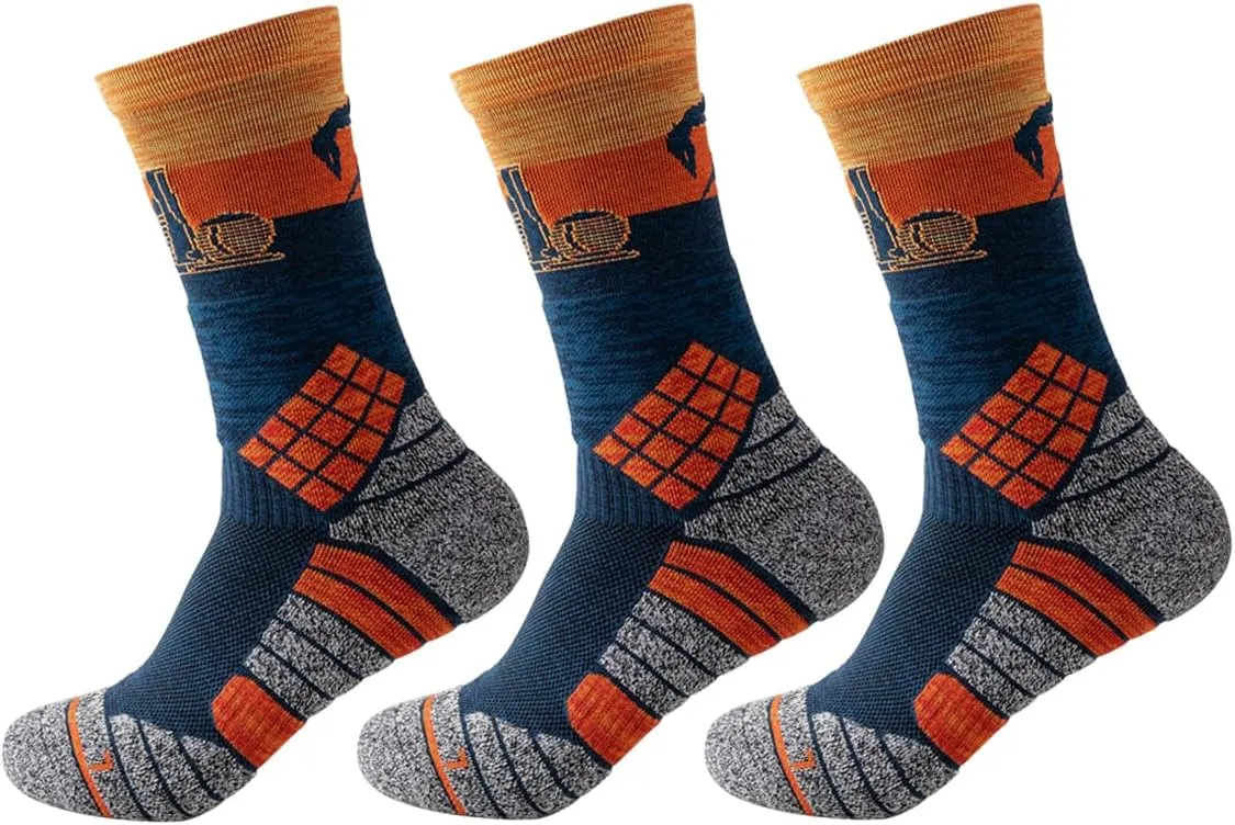 Mens Athletic Compression Crew Socks Sports Cushioned Elite Basketball Socks Grip Running Sock 3 Pairs（9-13）