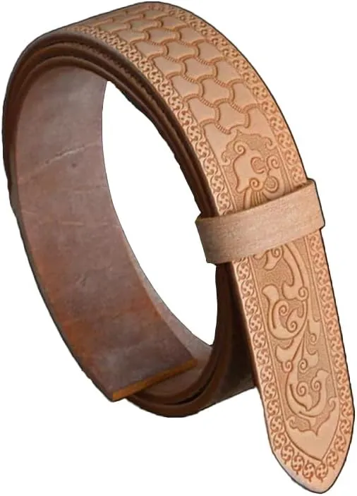 Men's Belts Genuine Leather Men Belt Handmade Carving Mens Belt No Holes Business Men's Belt 1.5 in Width Belt