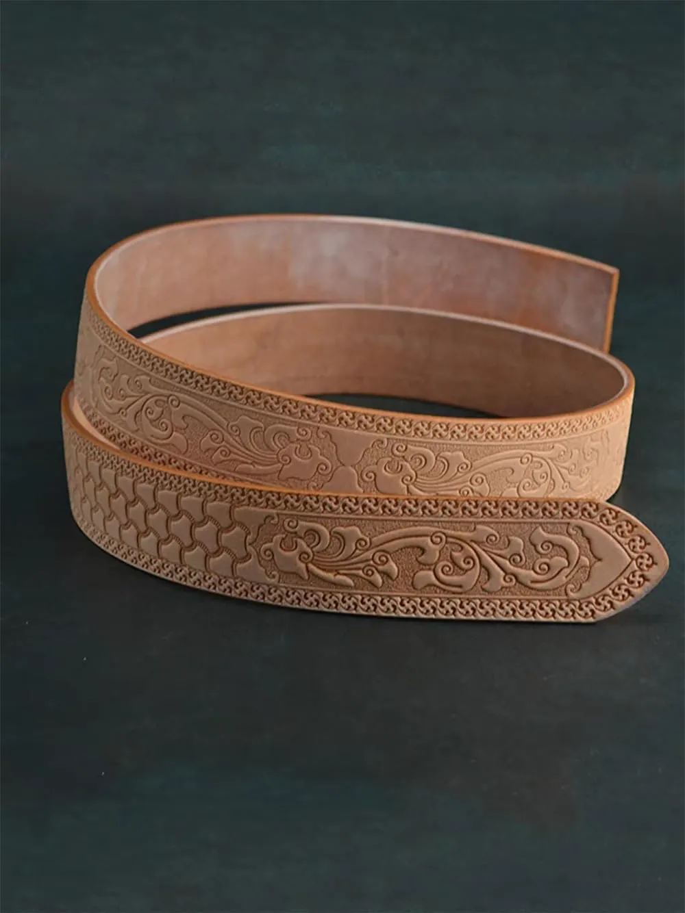 Men's Belts Genuine Leather Men Belt Handmade Carving Mens Belt No Holes Business Men's Belt 1.5 in Width Belt