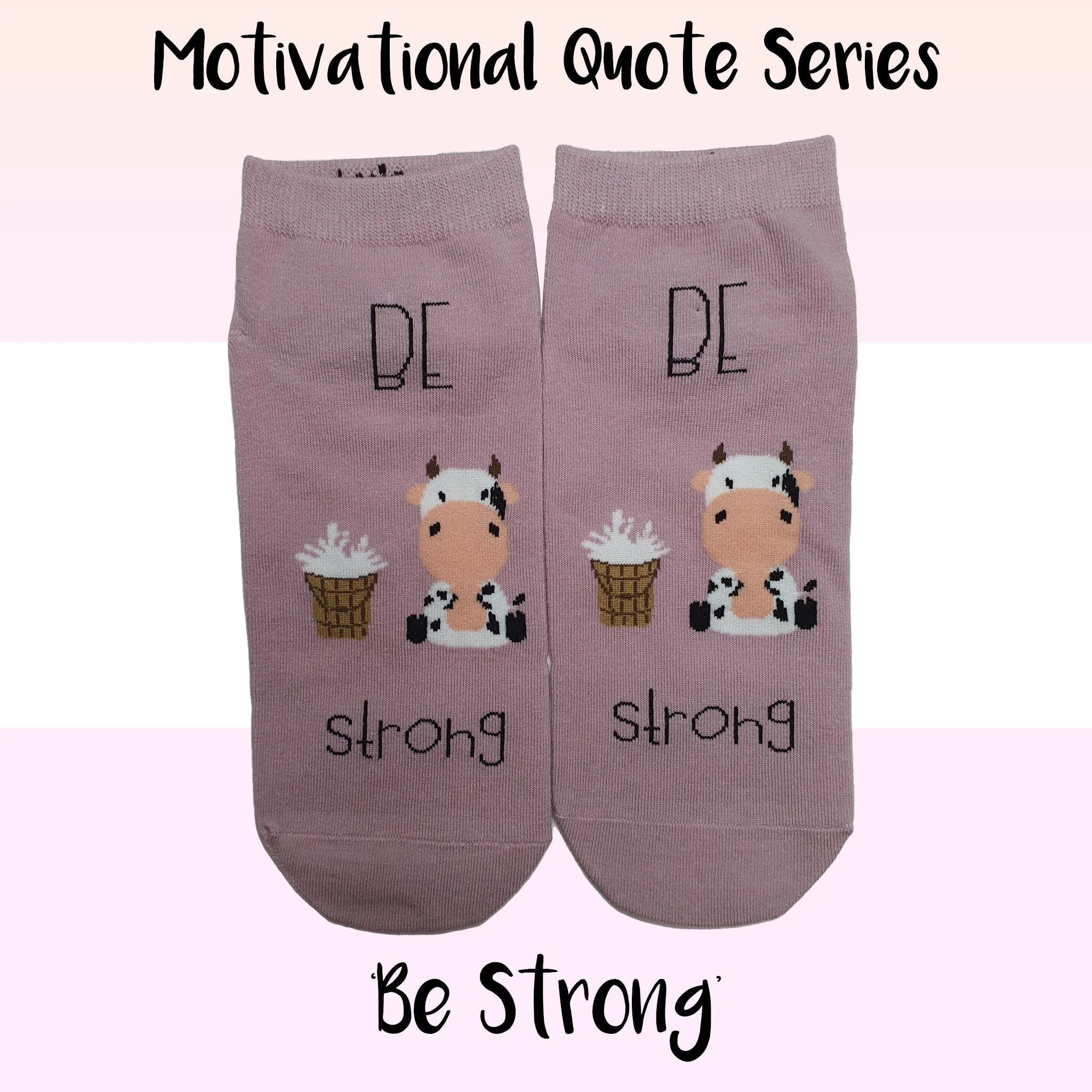 Motivational Quote Series " Be Strong " Casual Ankle Socks