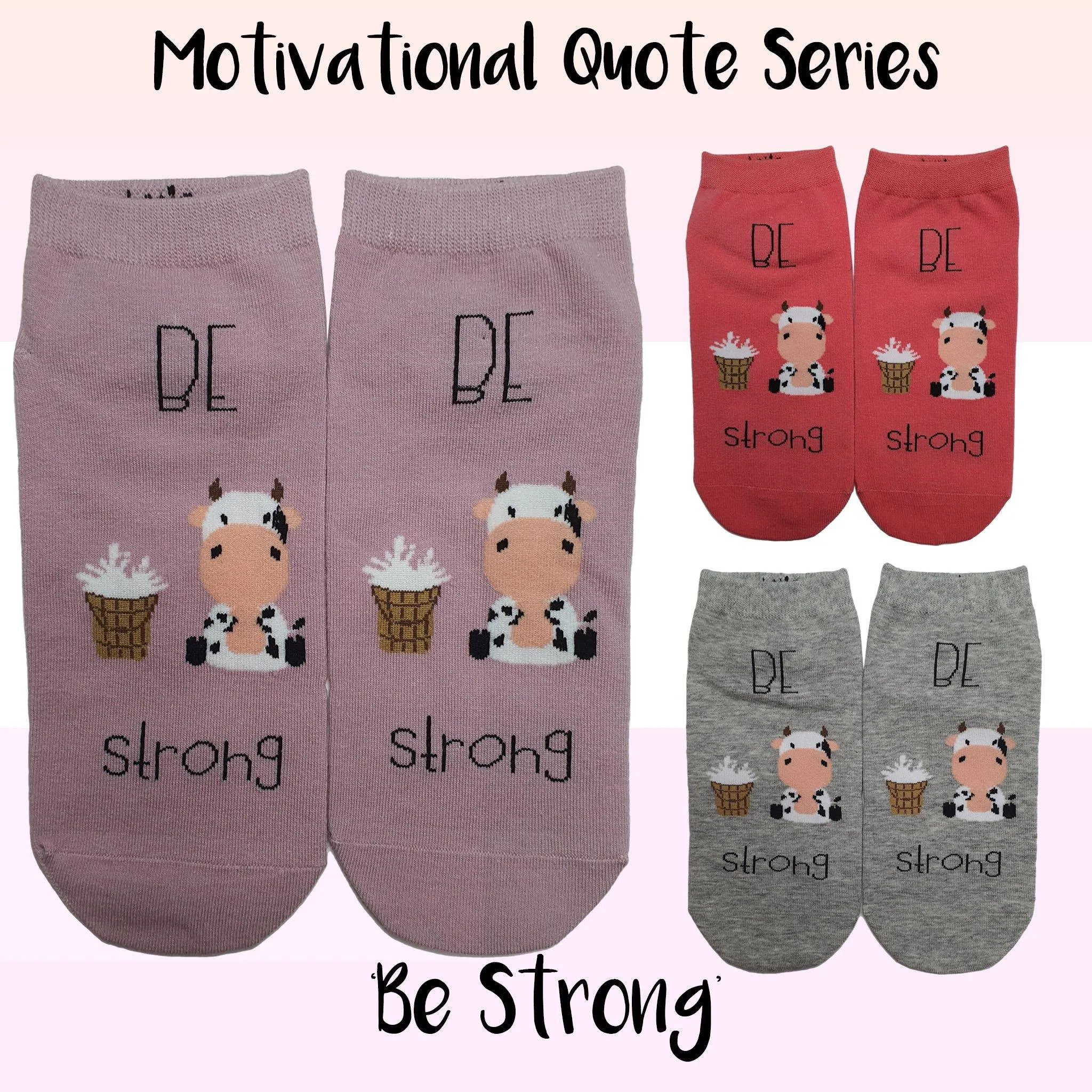 Motivational Quote Series " Be Strong " Casual Ankle Socks
