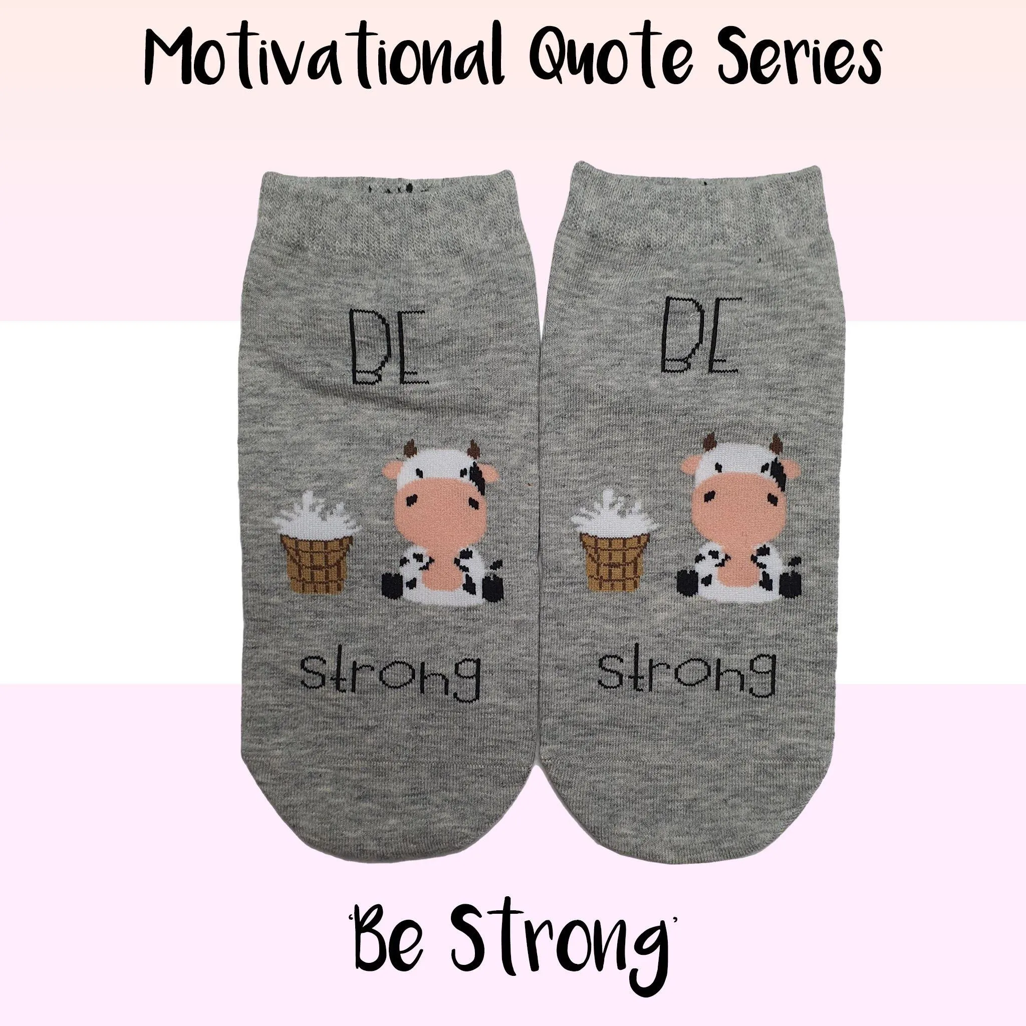 Motivational Quote Series " Be Strong " Casual Ankle Socks