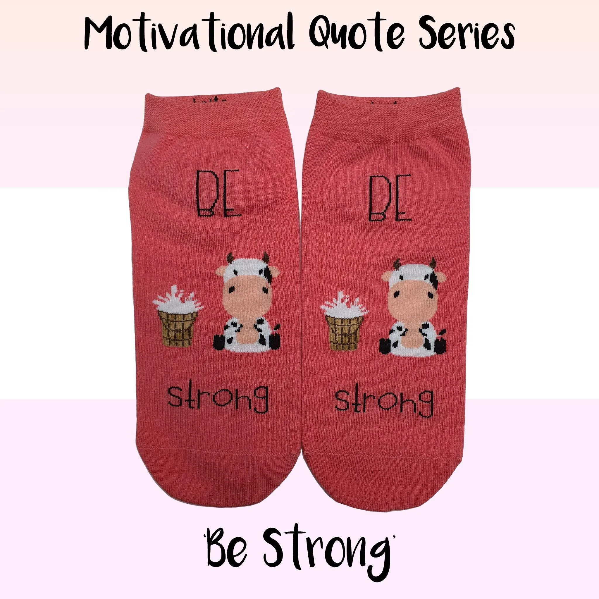Motivational Quote Series " Be Strong " Casual Ankle Socks