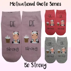 Motivational Quote Series " Be Strong " Casual Ankle Socks