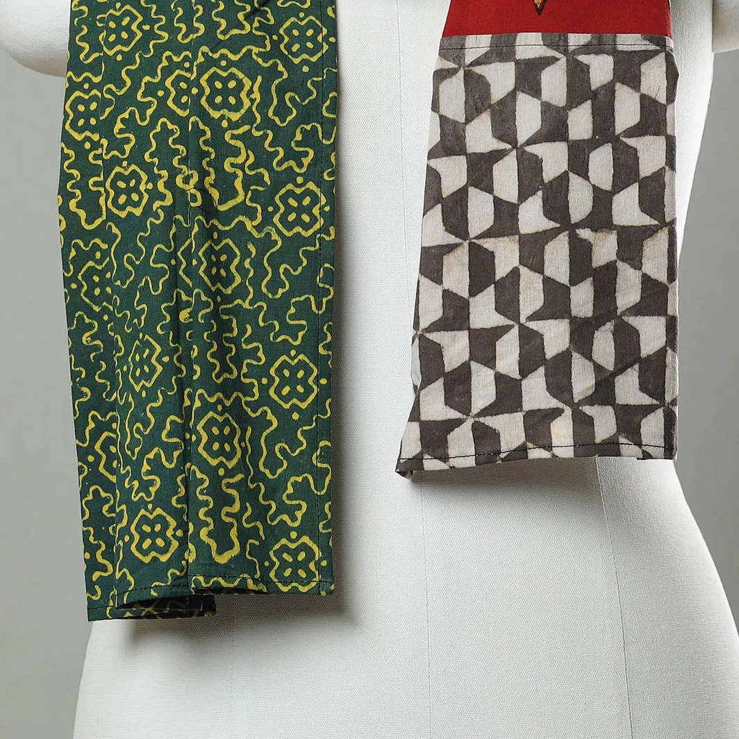 Multicolor - Patchwork Block Printed Cotton Stole 03